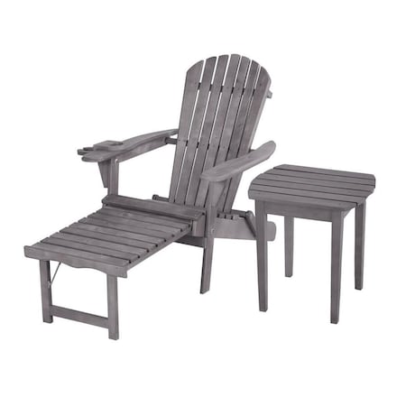 Cama Oceanic Collection Adirondack Chaise Lounge Chair Foldable, cup and glass holder, built in ottoman CA2817095